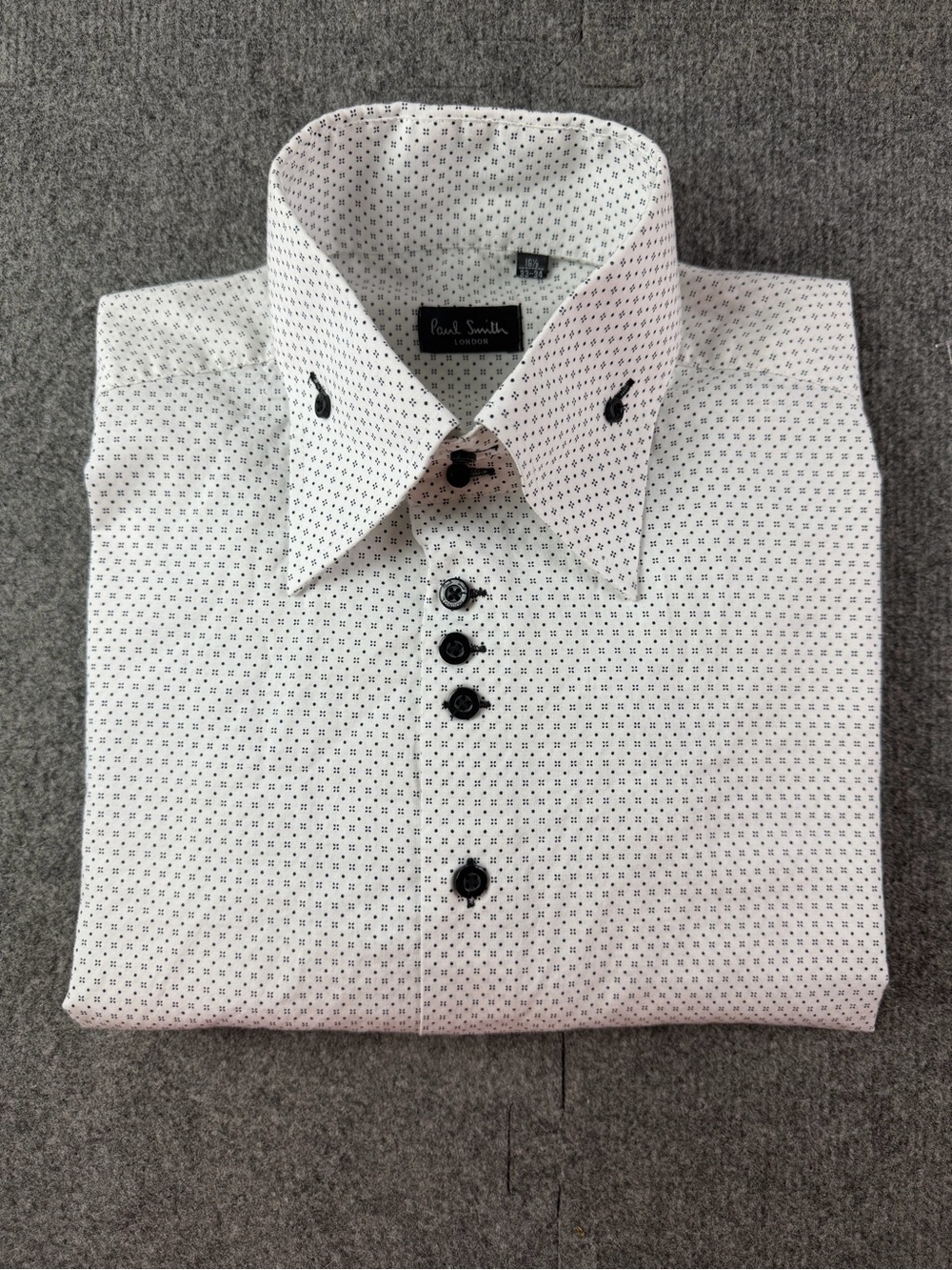 Paul Smith Mens 100% Cotton Long Sleeve Button Down Shirt Size L White/Gray